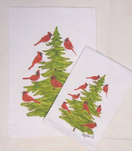 Lowcountry Linens - Limited Edition Watercolor Cardinal Party Flour Sack Towel