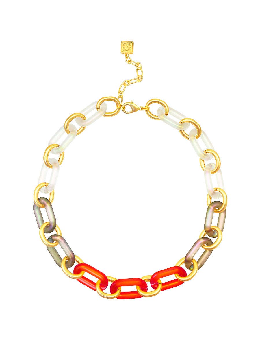 ZENZII Jewelry - Multi-Color Resin Oval Links Collar Necklace