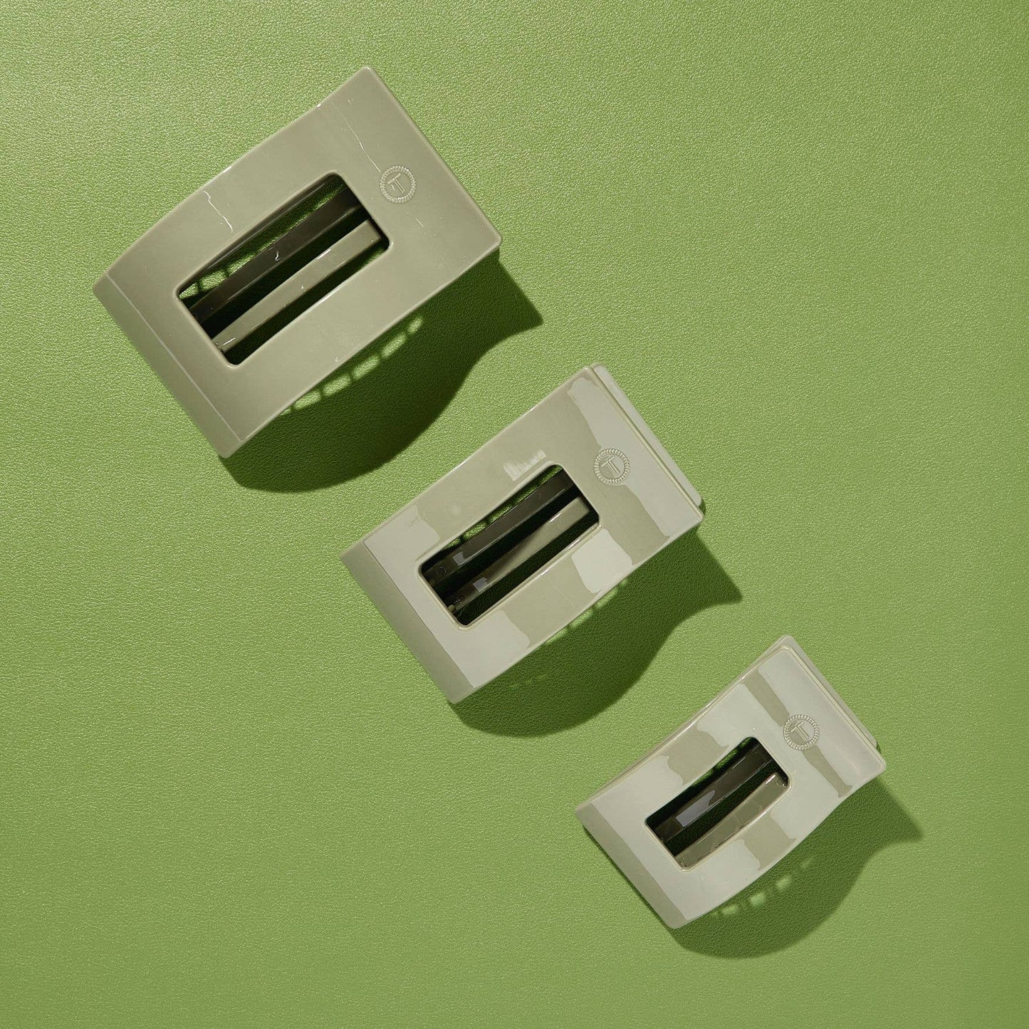 TELETIES - Flat Rectangle Hair Clip | Large | Sage It Ain't So