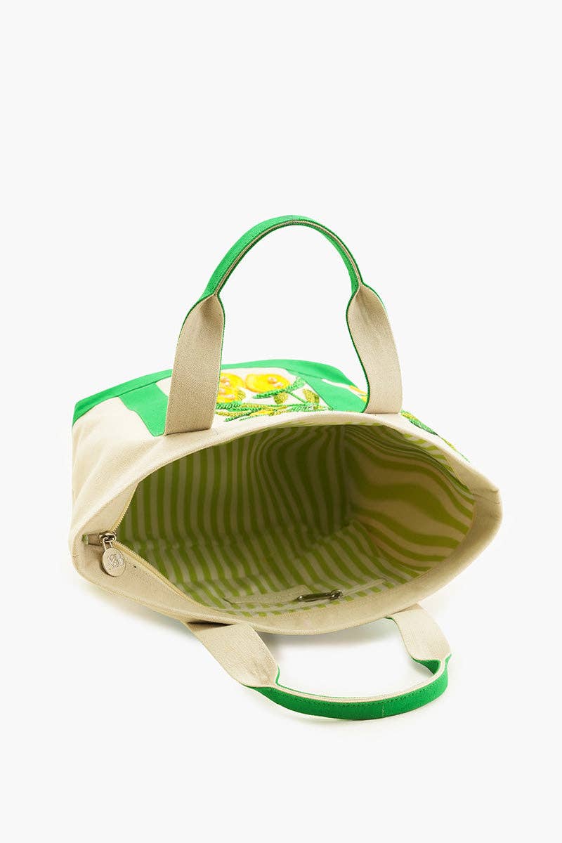 America & Beyond - Sicilian Lemon Hand-Beaded Small Boat Tote