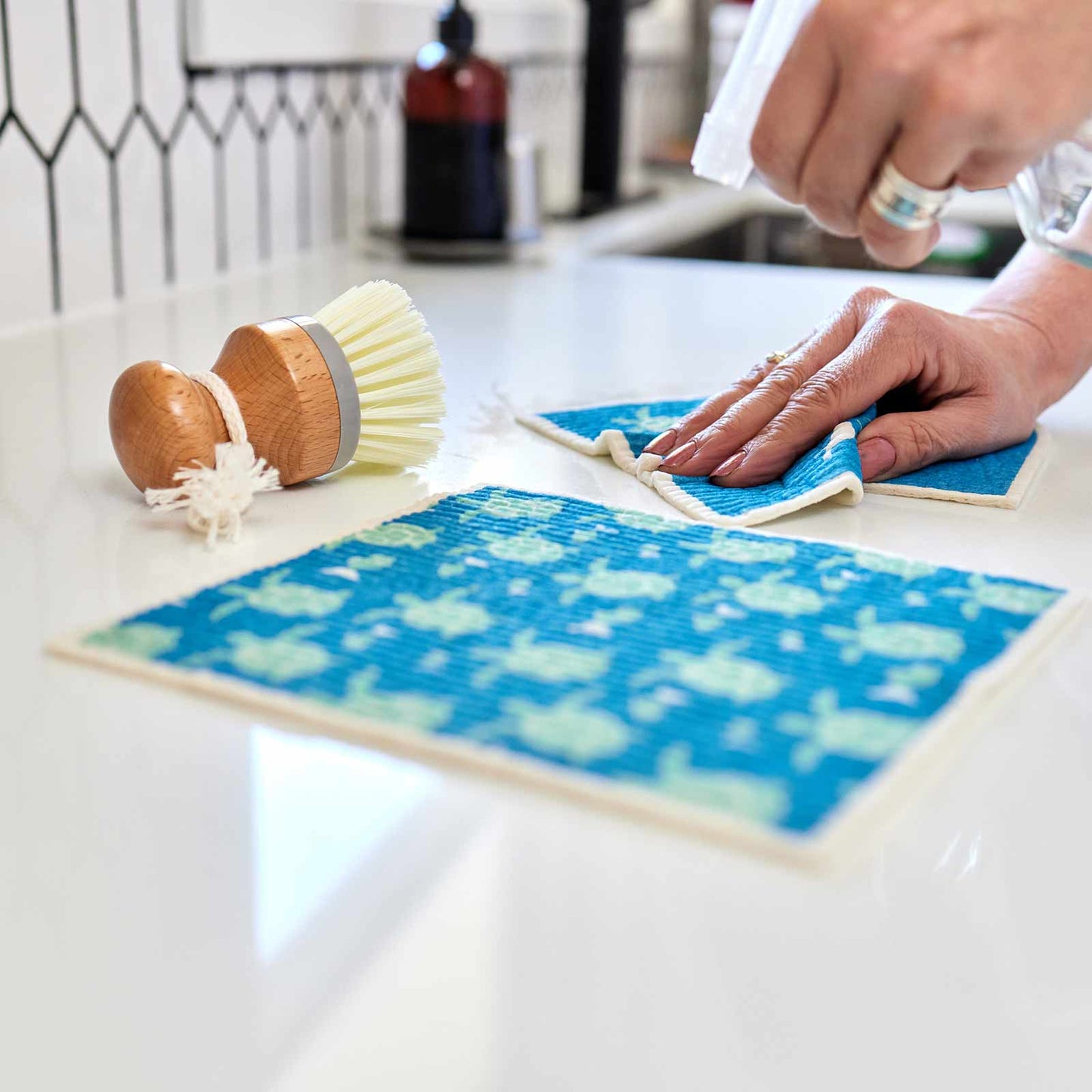 SAVE THE OCEANS blu Cloths Reusable Sponge-Cloth, Set of 2