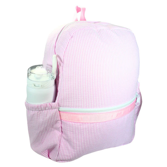 Mint - Pink Seersucker Medium Backpack w/ Pocket | Mint