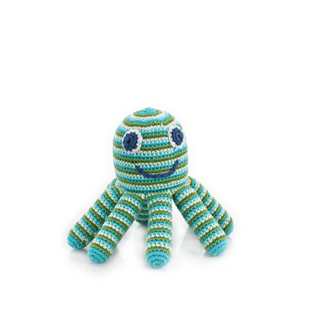 Pebble - Plush Ocean Toy - Green Octopus Rattle