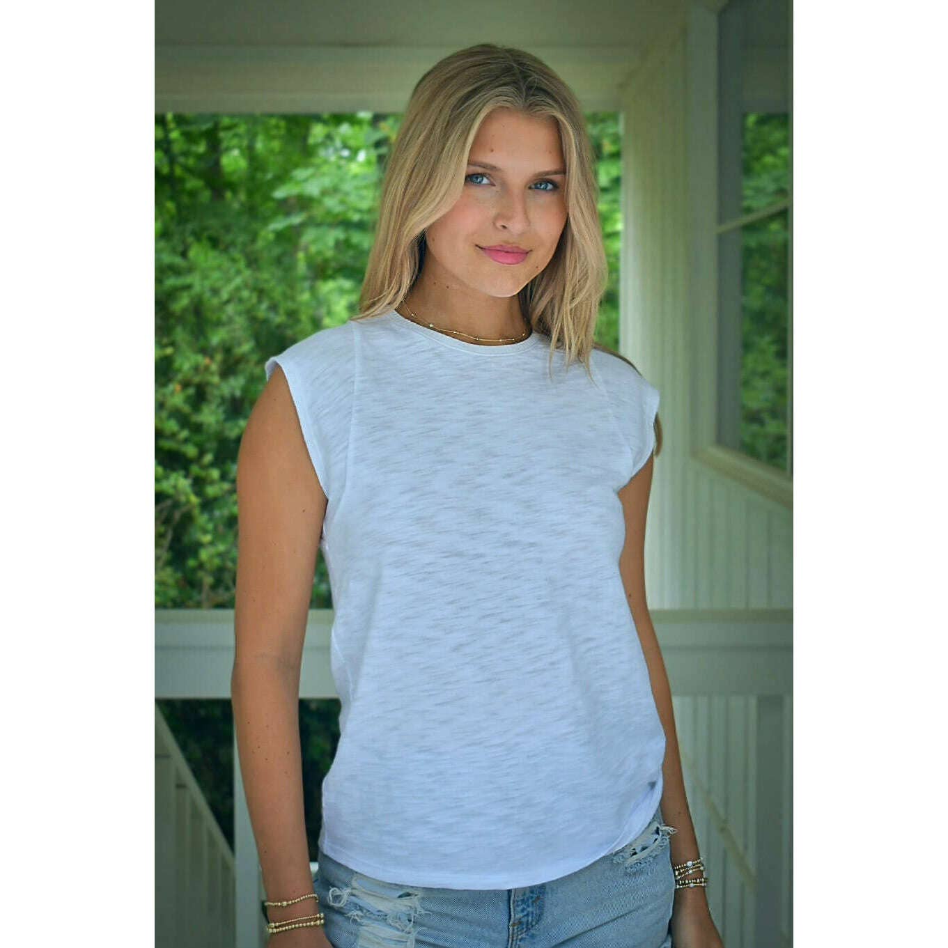 erin gray - Tyler Casual Muscle Tee in White