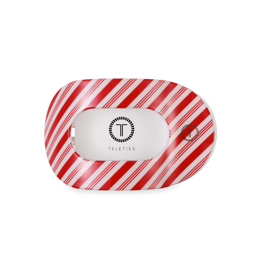 TELETIES - Flat Round Hair Clip | Medium | Candy Cane Crush