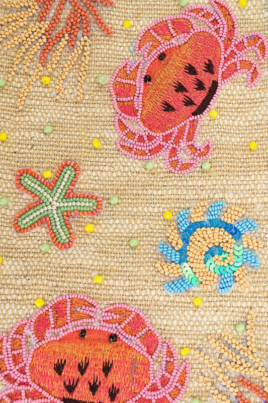 America & Beyond - Crab Shell Embelished Boat Tote