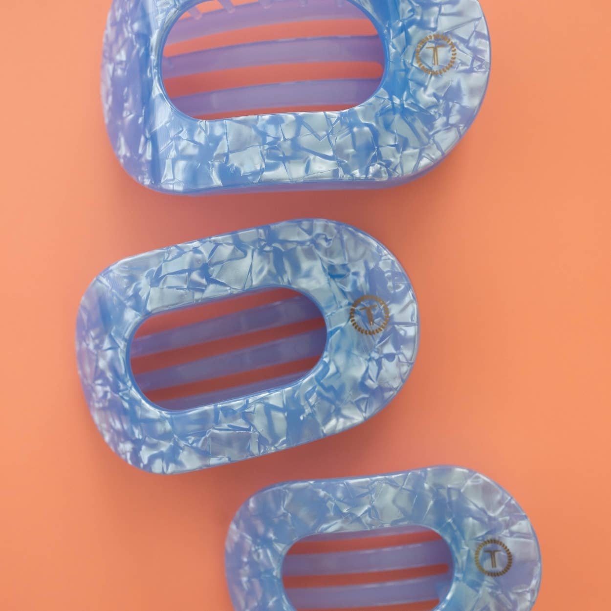 TELETIES - Flat Round Hair Clip | Medium | Blue Lagoon