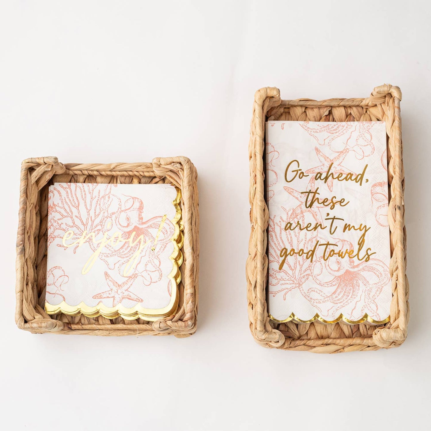 8 Oak Lane - Coral Octopus Paper Guest Towel Packs