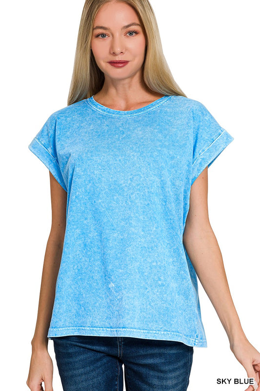 Zenana- Halo Washed Knit Tee