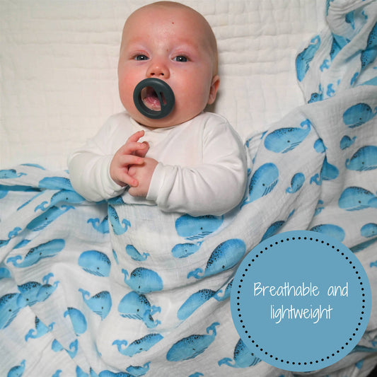 LollyBanks - Whale, Whale, Whale Baby Muslin Swaddle Blanket