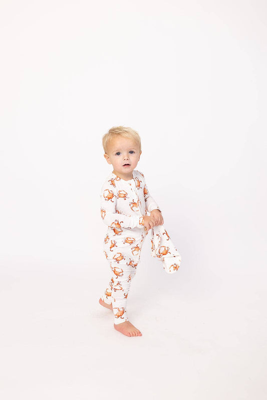 Southern Slumber - Orange Crab Double Zipper Bamboo Infant Sleeper