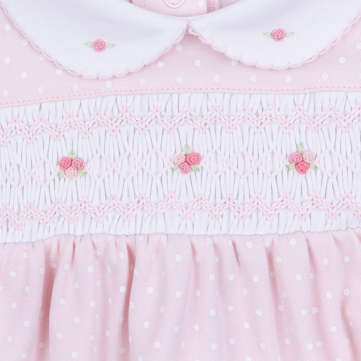 Magnolia Baby - Mia's Classics Smocked Short Sleeve Baby Bubble - Pink
