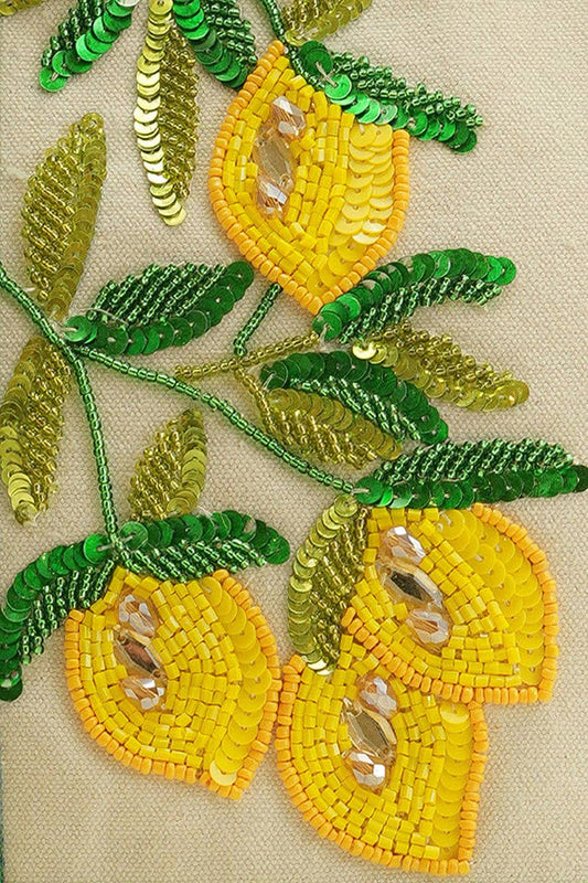 America & Beyond - Sicilian Lemon Hand-Beaded Small Boat Tote