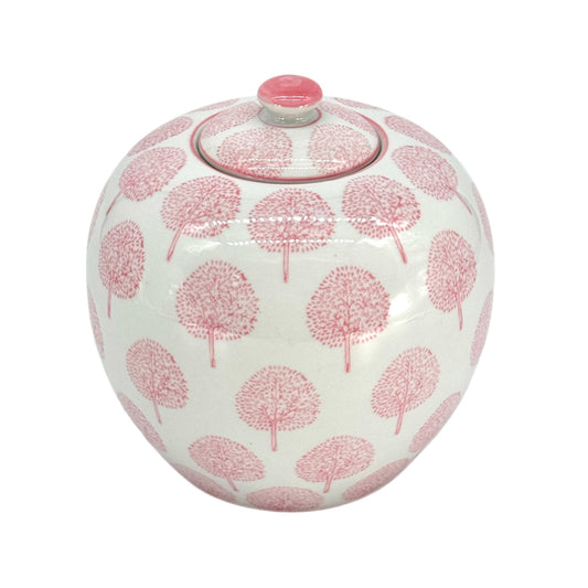 Galt International Company - Pink & White Floral Ceramic Chinoiserie Ginger Jar 8"