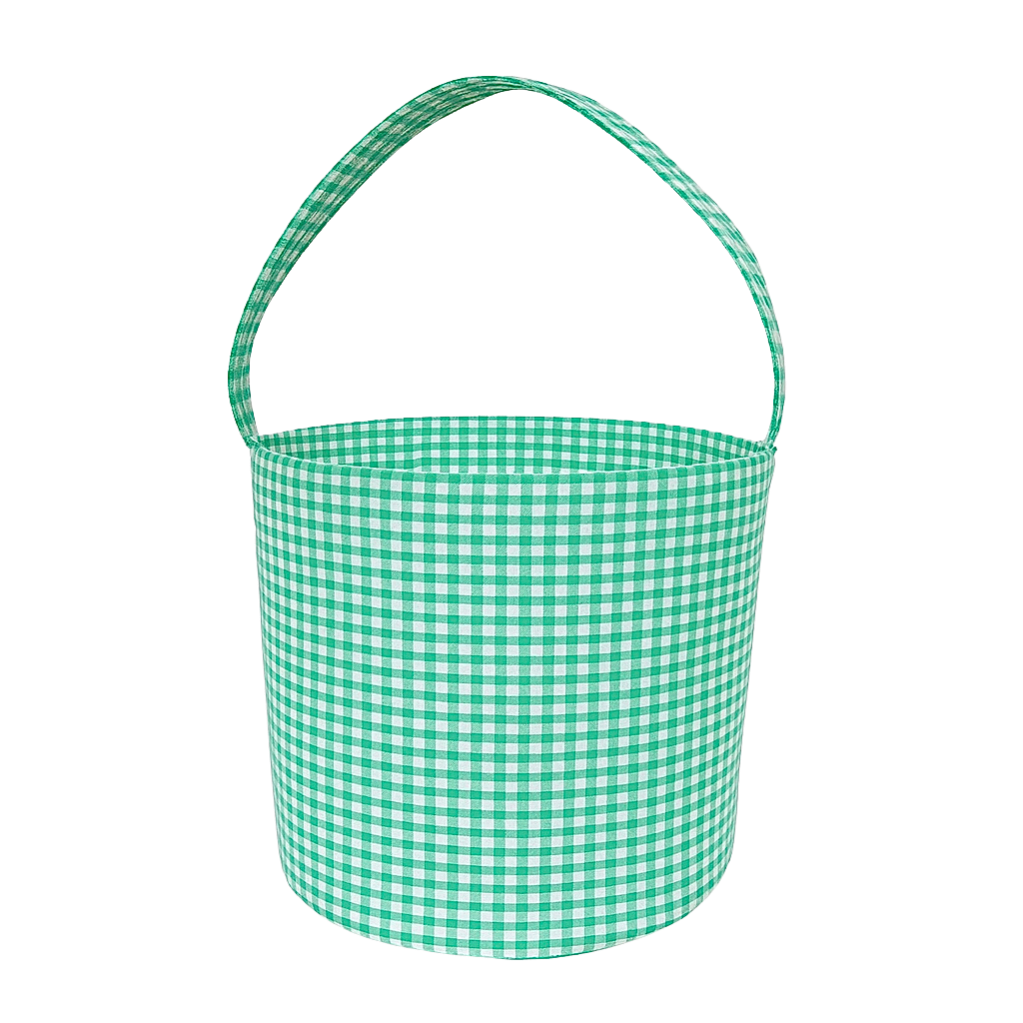 Love That Cotton - Gingham/Seersucker Bucket Bag - Easter Basket with Egg Embroidery