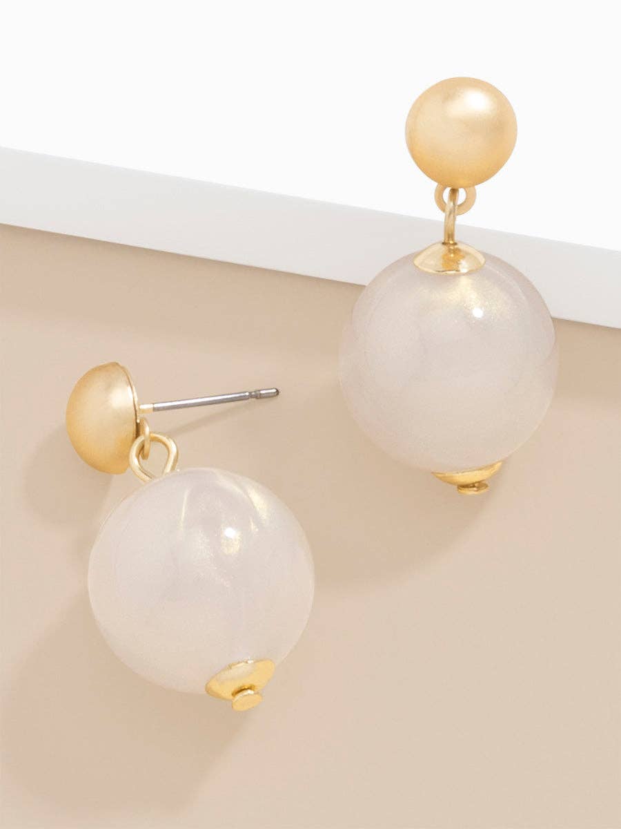 Iridescent Bead Drop Earring: NAVY