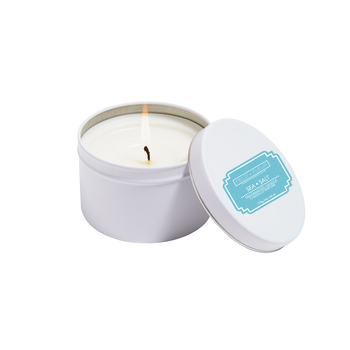 Hillhouse Naturals/Field+Fleur - Sea Salt Candle In White Tin 6oz. Ctn.6