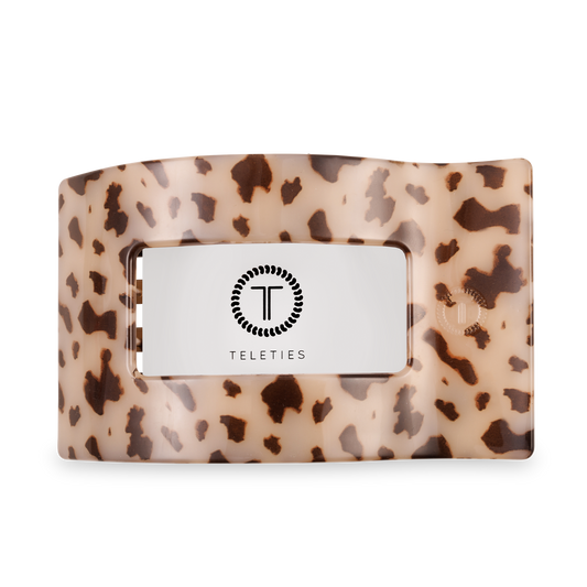 TELETIES - Flat Rectangle Hair Clip | Large | Blonde Tortoise
