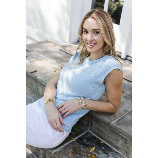 erin gray - Tyler Casual Muscle Tee in Chambray