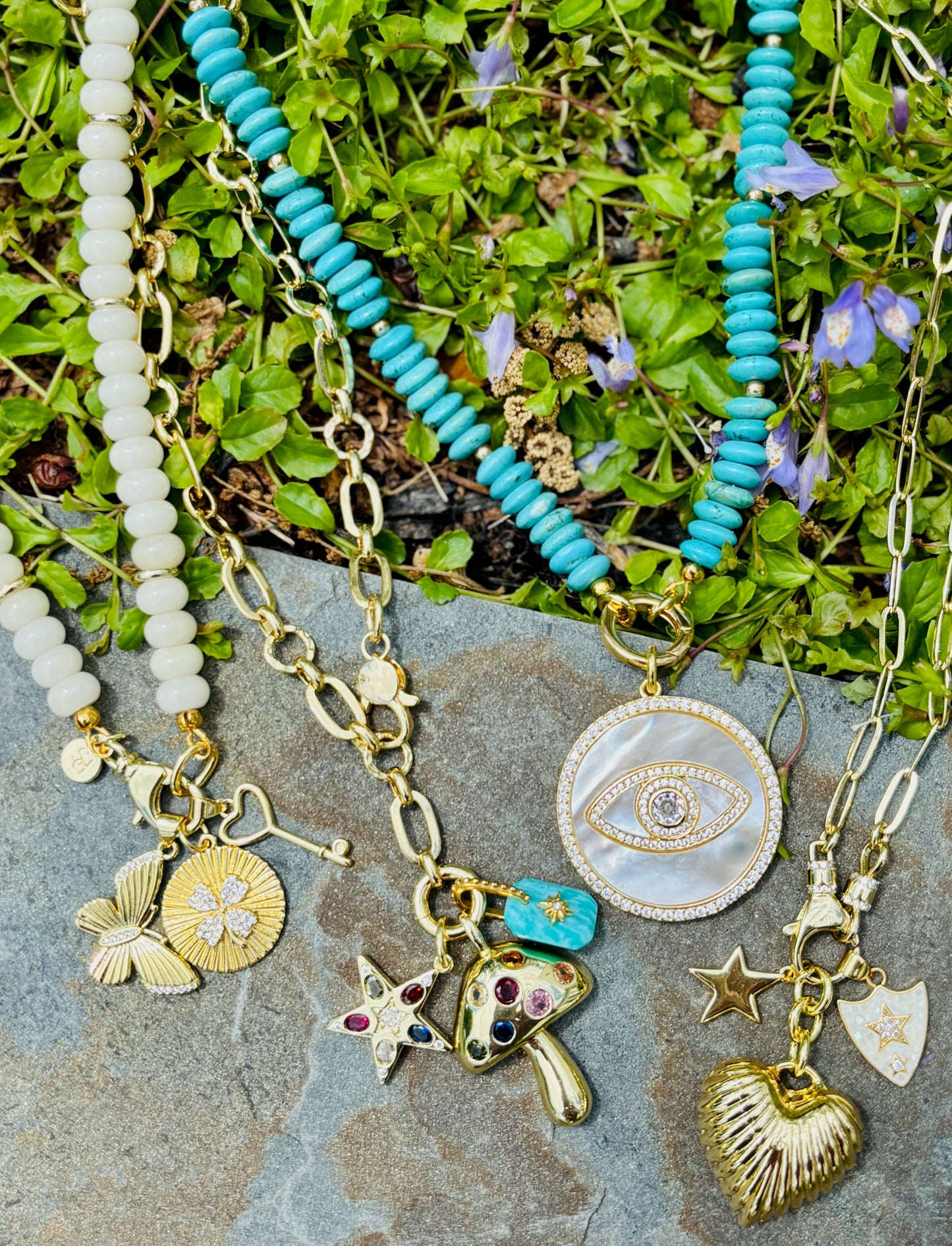 Shiver + Duke - Hazel Beaded Charm Necklace