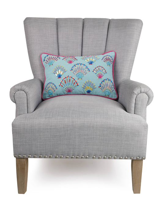 Peking Handicraft - Tropical Shell Embroidered Pillow