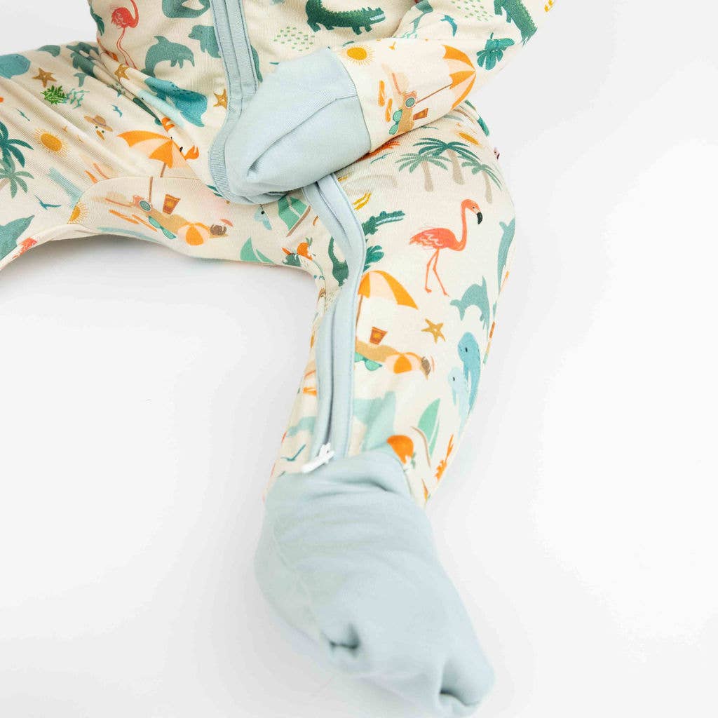 Emerson and Friends - Explore Florida Souvenir Bamboo Convertible Baby Pajamas - Beige/Multi / 12-18M