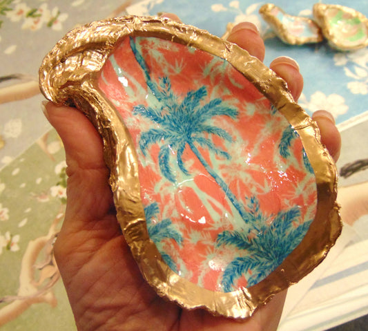 Lowcountry Linens - Designer Oyster Shell Bowl Palm Beach Coral
