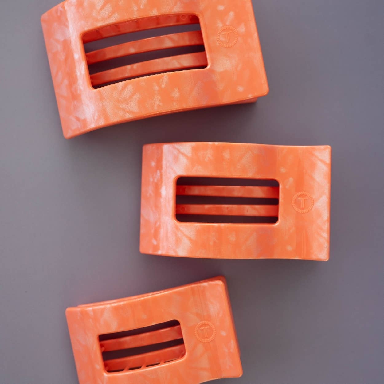 TELETIES - Flat Rectangle Hair Clip | Medium | Dreamsicle