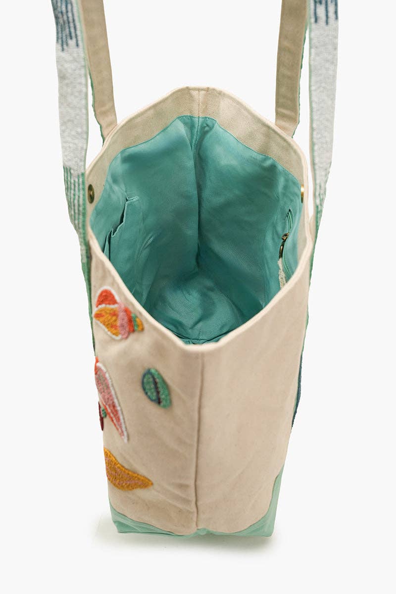 America & Beyond - Colorful Fish Beaded Boat Tote