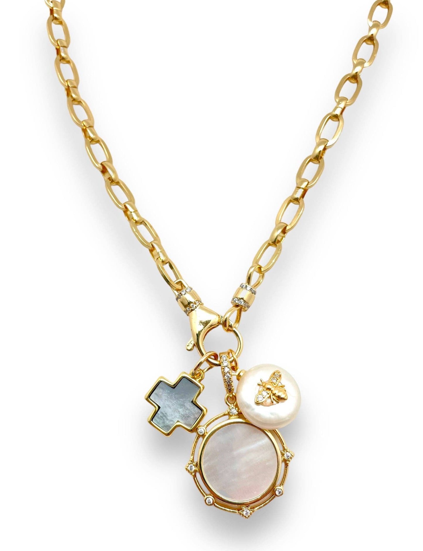 Shiver + Duke - Mother of Pearl Cross Pendant