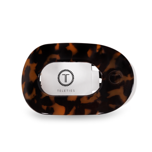 TELETIES - Round Flat Hair Clip | Medium | Tortoise