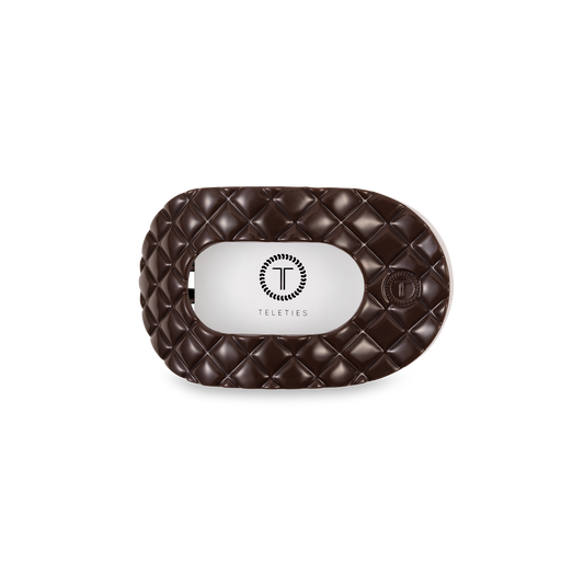 TELETIES - Flat Round Hair Clip | Small | Truly Taupe Quilted