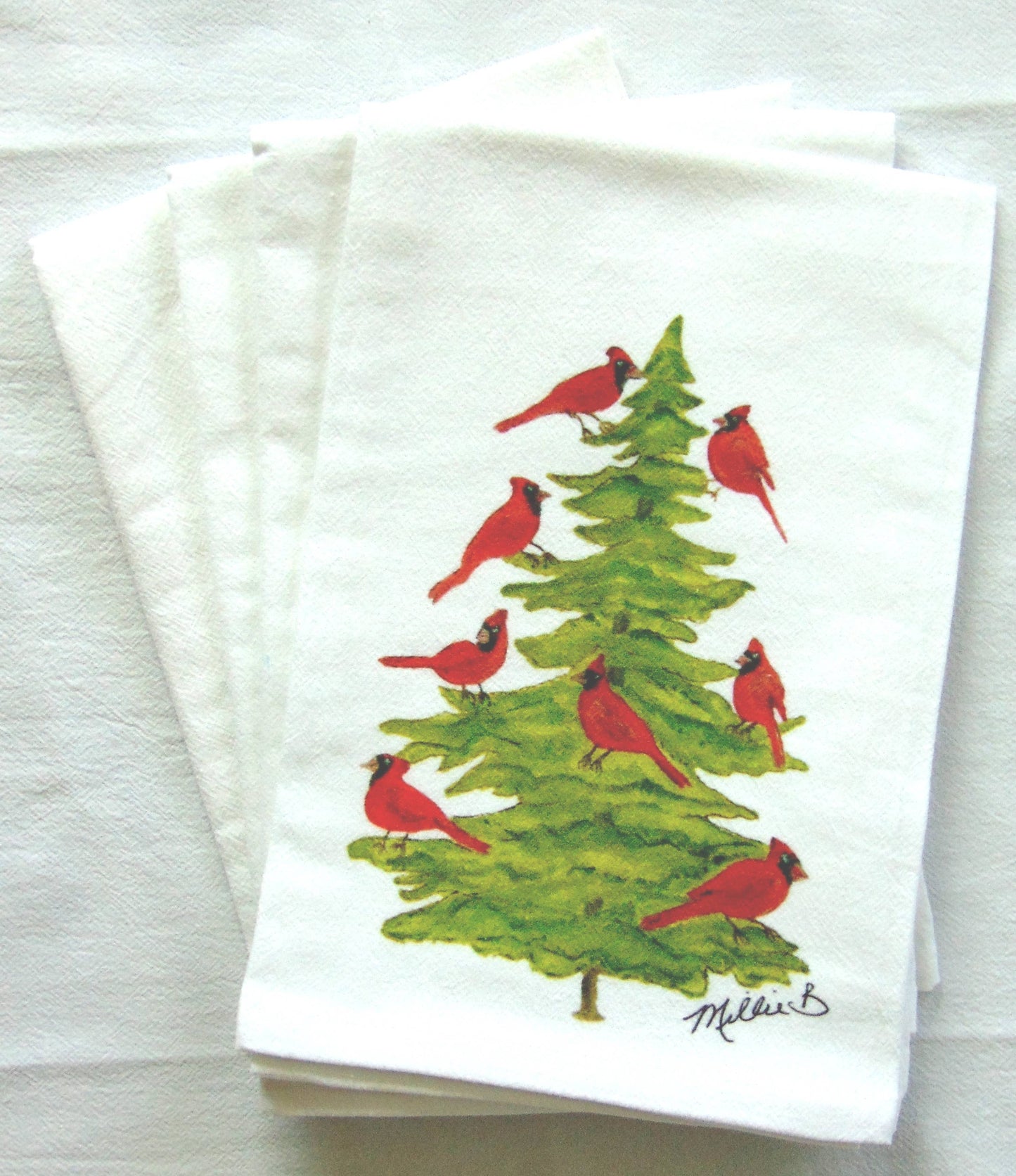 Lowcountry Linens - Limited Edition Watercolor Cardinal Party Flour Sack Towel