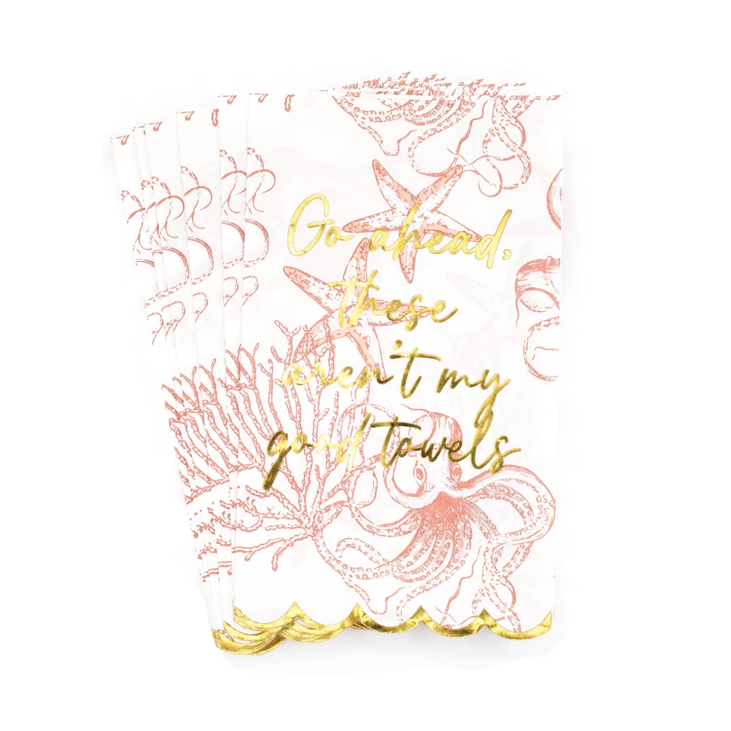 8 Oak Lane - Coral Octopus Paper Guest Towel Packs