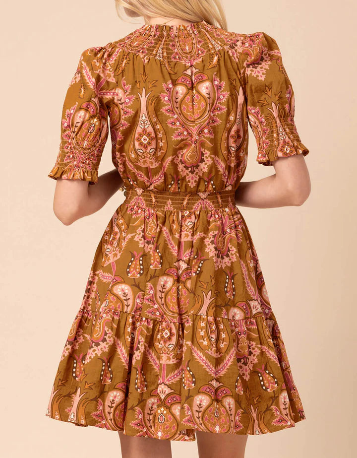 SPARTINA - Lavern Poplin Dress Mercer House Damask Brown