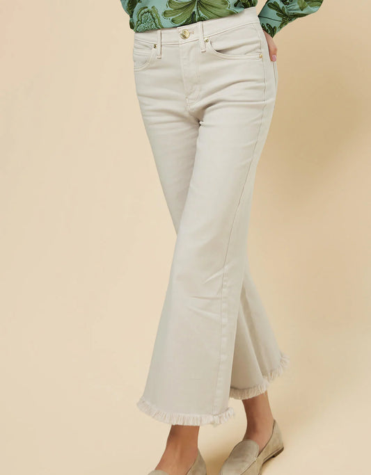 Spartina - Nayla Fringe Wide Leg Crop Jean - Almond