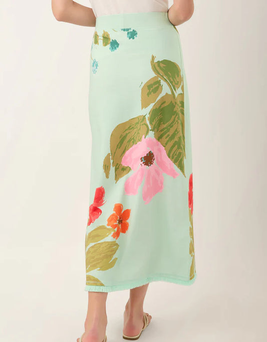 Spartina - Jersey Midi Skirt Seawall Blooms Seafoam