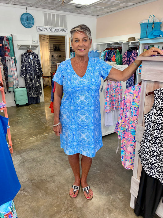Valerie T Shirt Dress in Blue St Barts