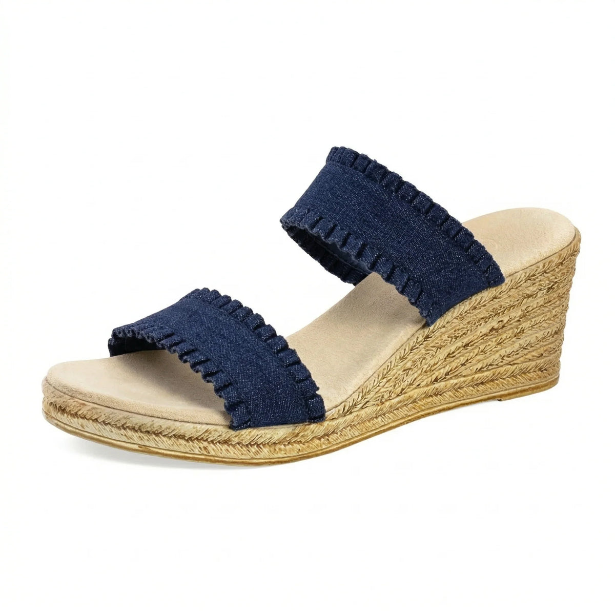 Charleston Shoe Co. - Dorset Denim Ruffle Wedge Sandal