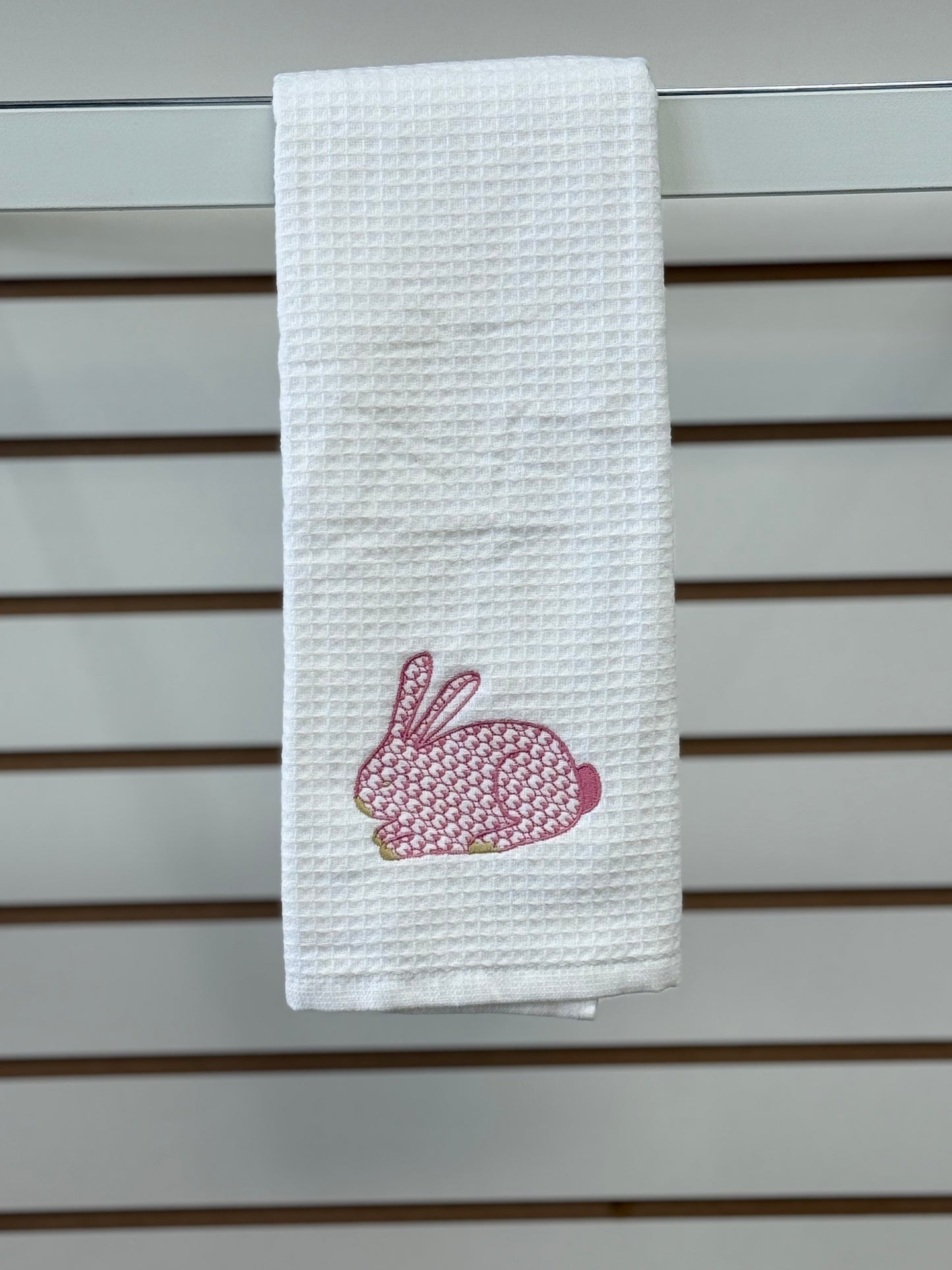 Embroidered Bunny Waffle Weave Hand Towel