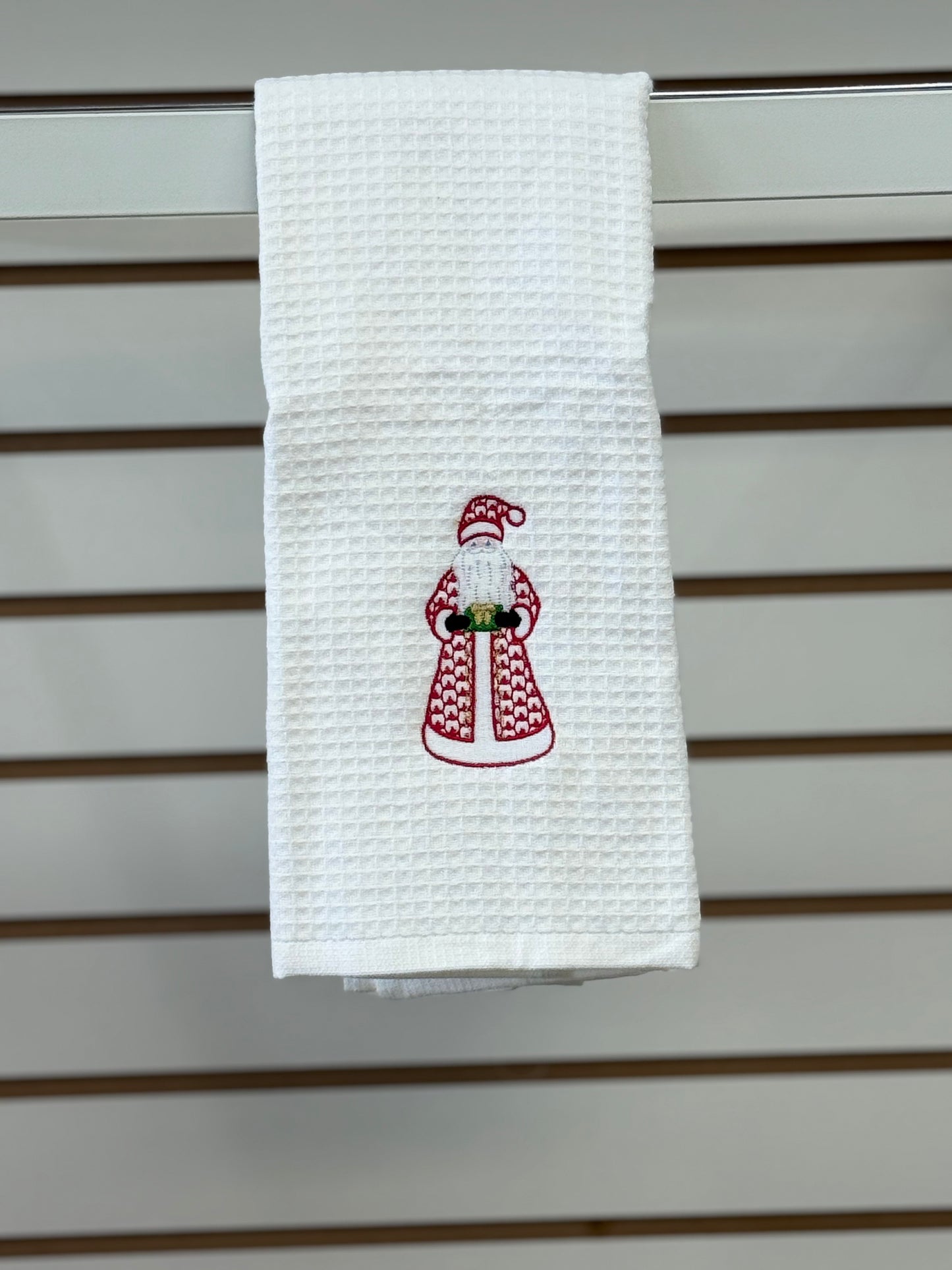 Embroidered Santa Waffle Weave Hand Towel