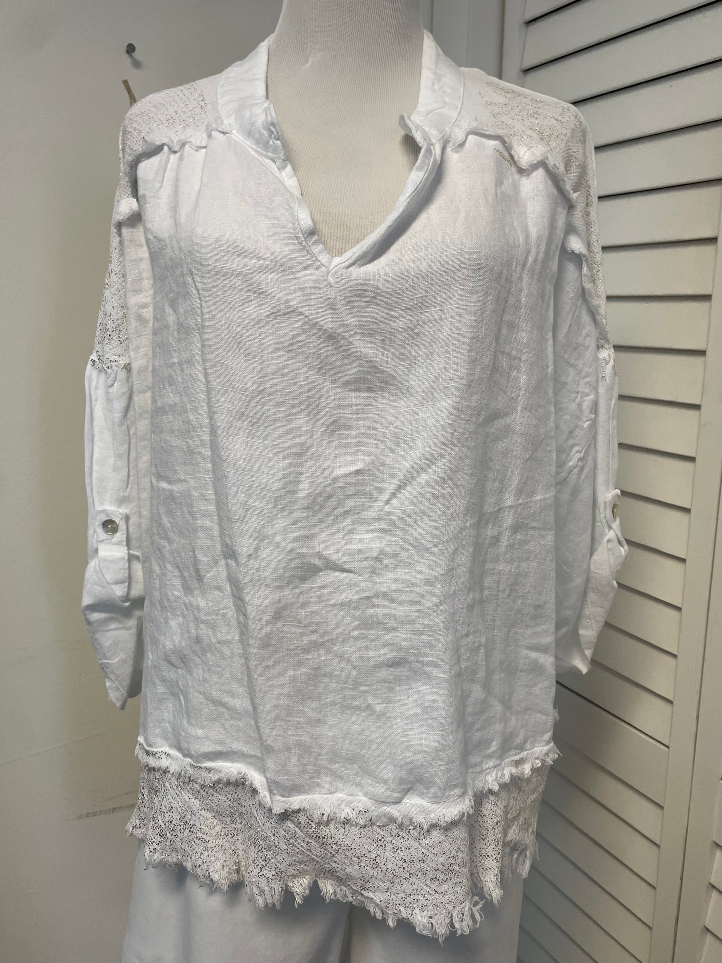 Urban Mangoz - Linen Gold Foil Mesh Top