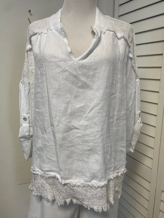 Urban Mangoz - Linen Gold Foil Mesh Top
