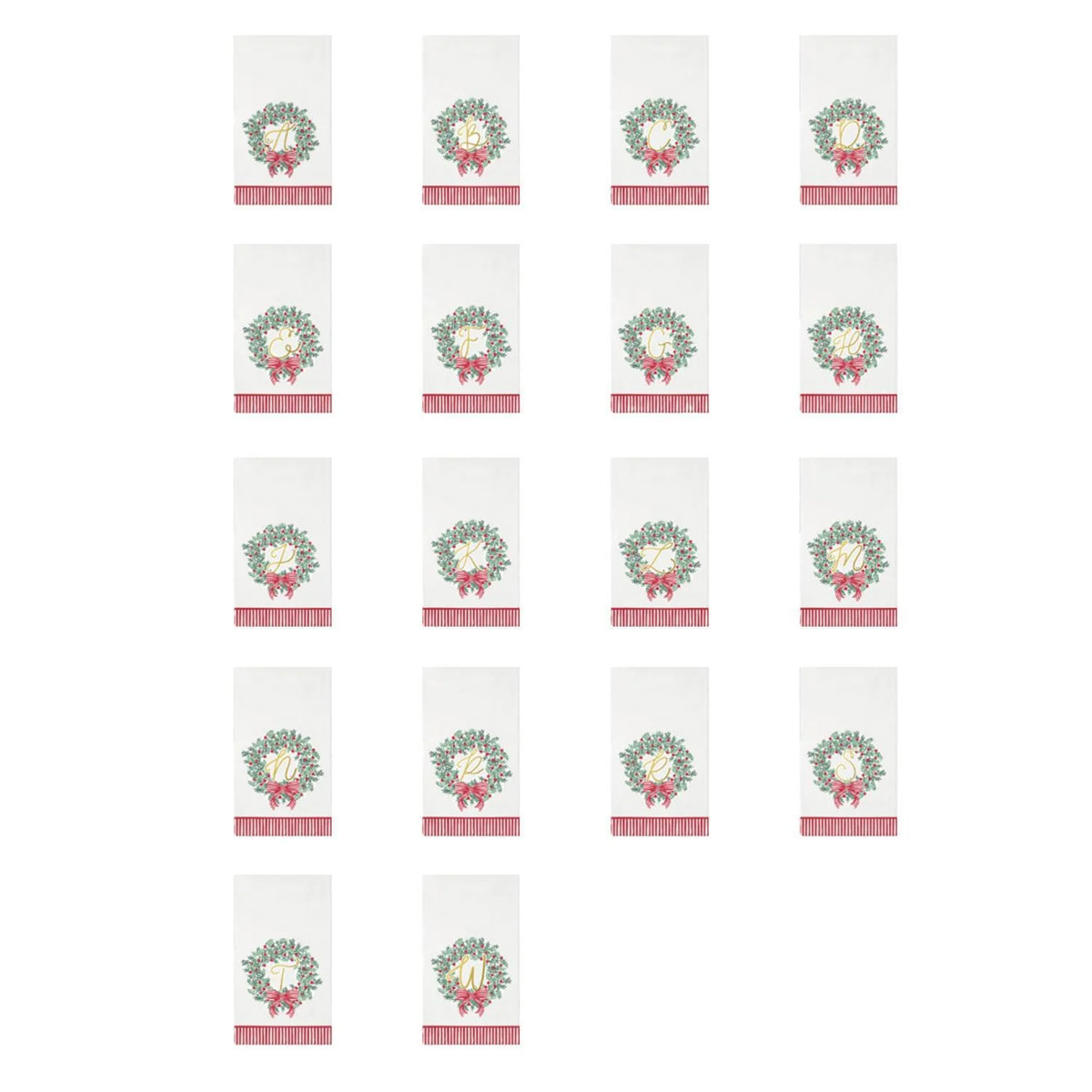 Mary Square - Wreath and Ribbon Initial Napkins