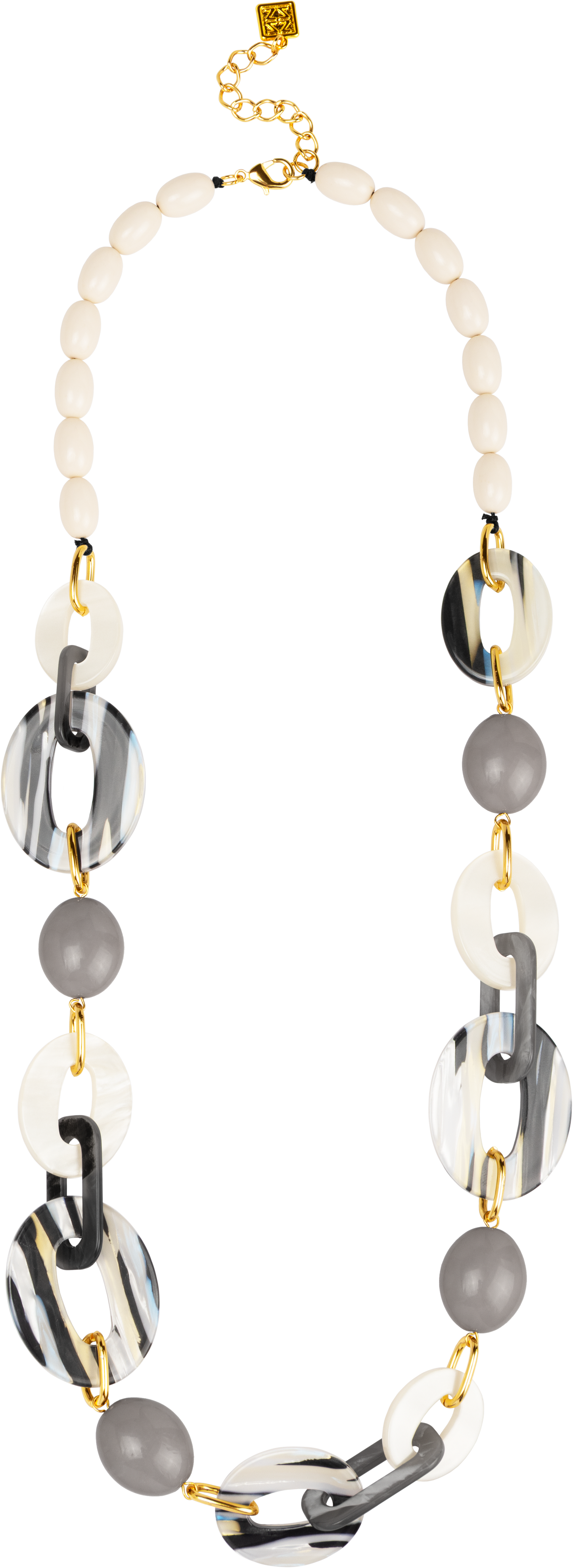 ZENZII - Glittering Resin Disc & Link Long Necklace