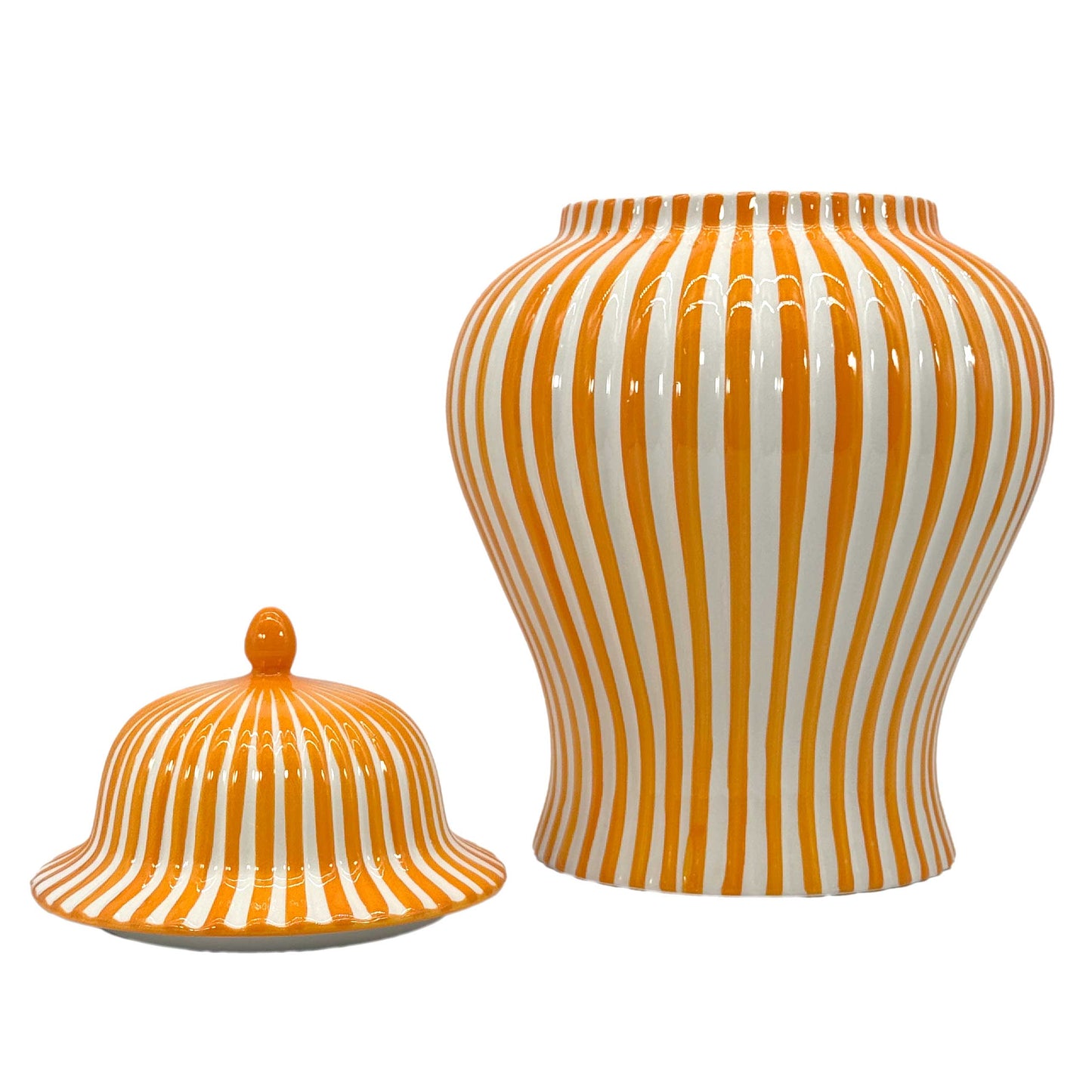 Galt International Company - Orange & White Candy Cane Striped Ceramic Vase 18"