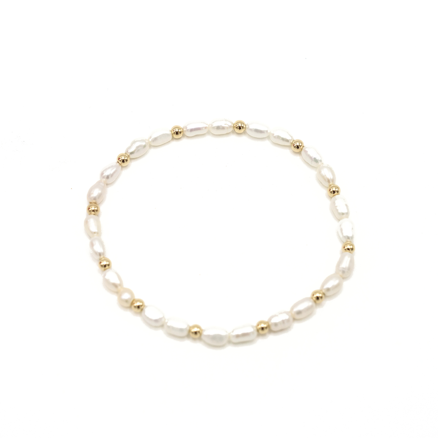 erin gray - Petite Patterned Rice Pearl Bracelet with 3mm 14k Gold-Filled Beads