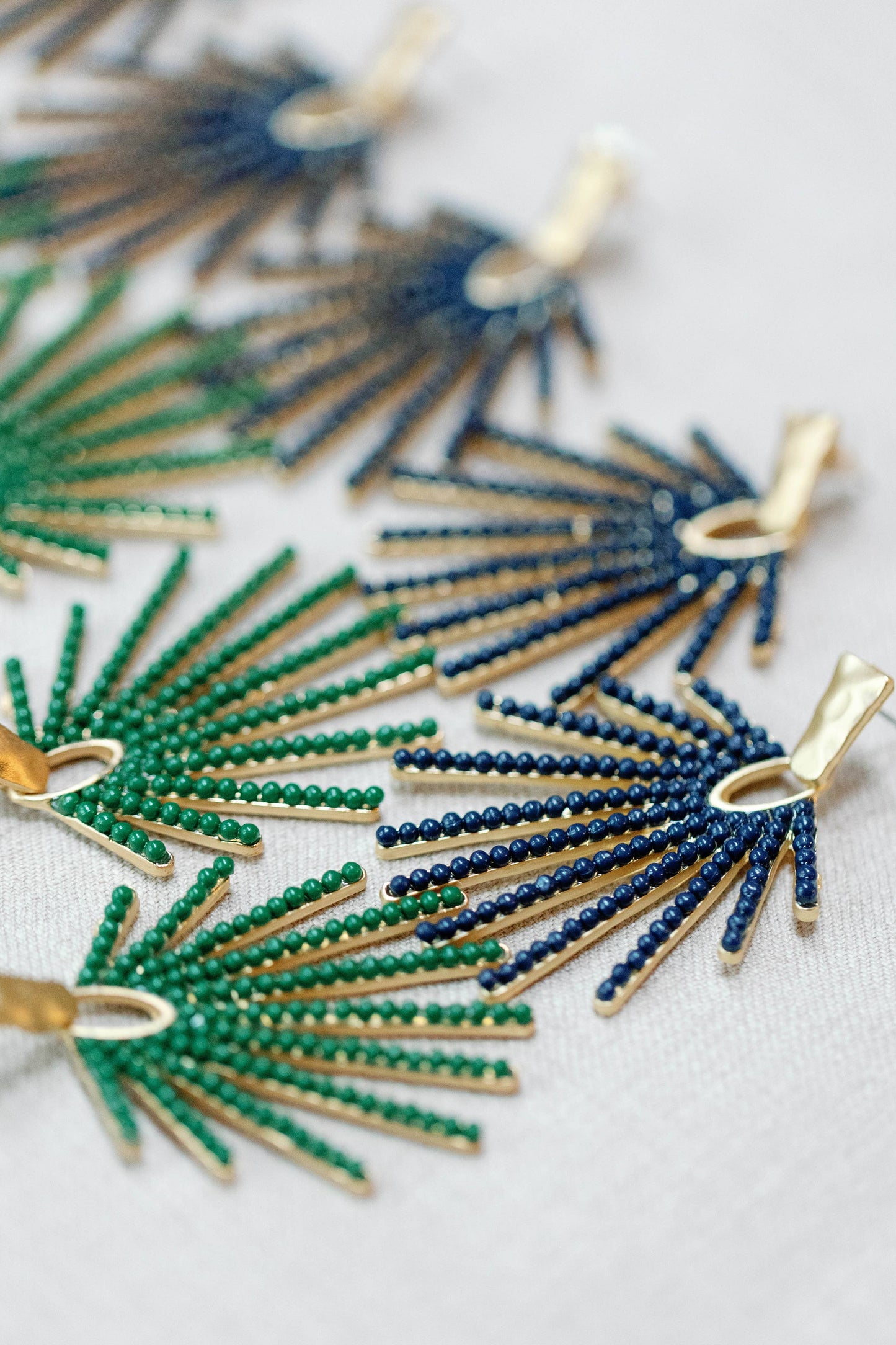 St Armands Designs of Sarasota - Navy Sunburst Statement Drop Earrings