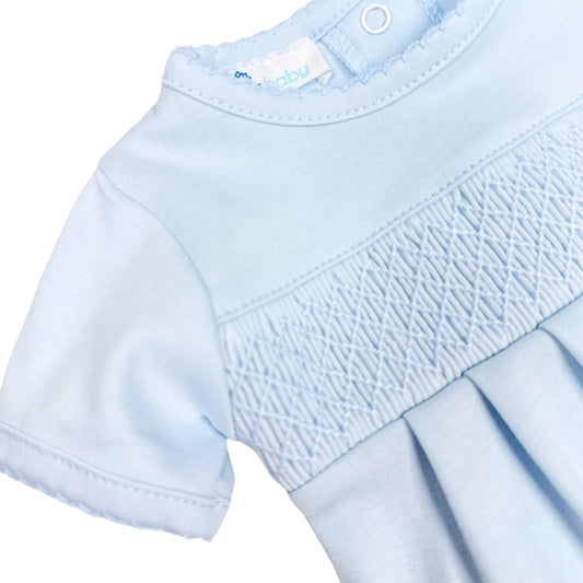 Magnolia Baby - Essentials Solid Smocked Baby Bubble - Blue