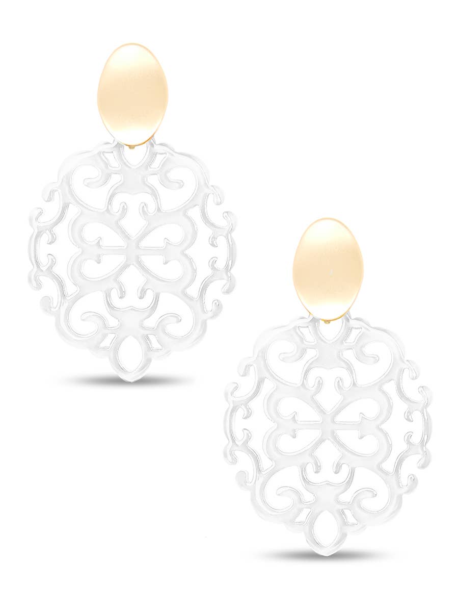ZENZII Jewelry - Modern Damask Pattern Resin Drop Earring